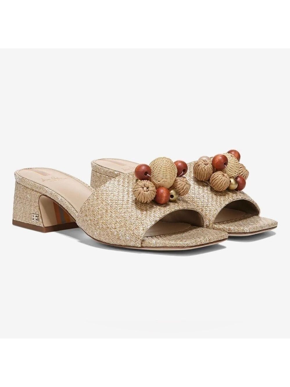 Sam Edelman Weston Eggshell Weave Block Heel Slide Sandal - NWT